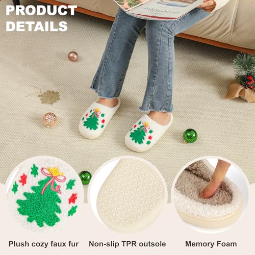 Christmas slippers Women Men Indoor Warm Plush Holiday Santa Cookie Slippers Fur Cozy Outdoor Shoes4