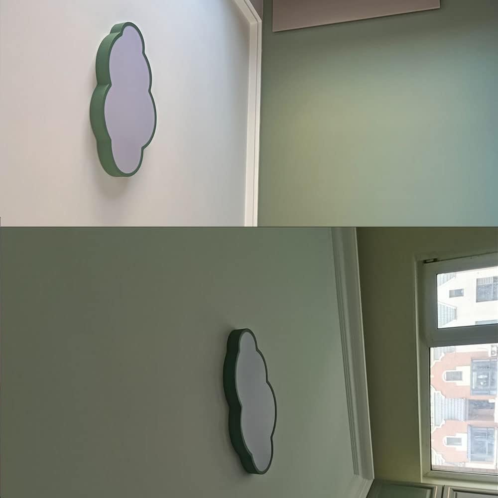 LED Ceiling Light Fixture, 19 Inch Modern Cloud Shape Recessed Ceiling Light, 3000K-6000K Dimmable, 29W Green Close to Ceiling Lighting for Living Room, Bedroom