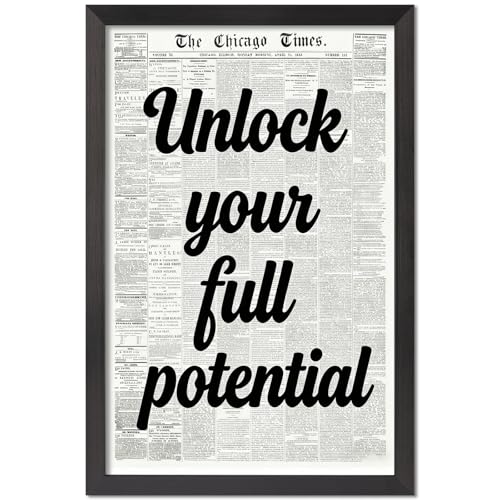 Unlock Your Full Potential Positive Affirmation Newspaper Style Poster Canvas