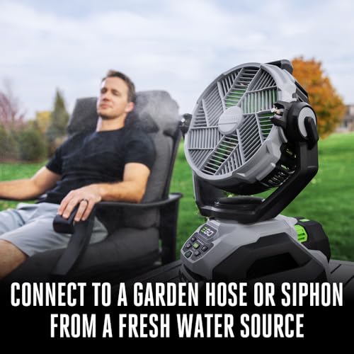 Image of EGO Power+ FN1000 10-Inch 1700CFM 20MPH Oscillating Misting Fan with 6 Speed Modes, 3 Oscillation Modes, 3 Misting Modes, Battery and Charger Not Included, Black