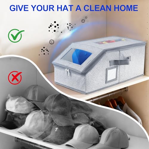 WUUOOD Hat Organizer for Baseball Caps,2PCS Stackable Hat Storage Box by WUUOOD - Used condition - Image 3