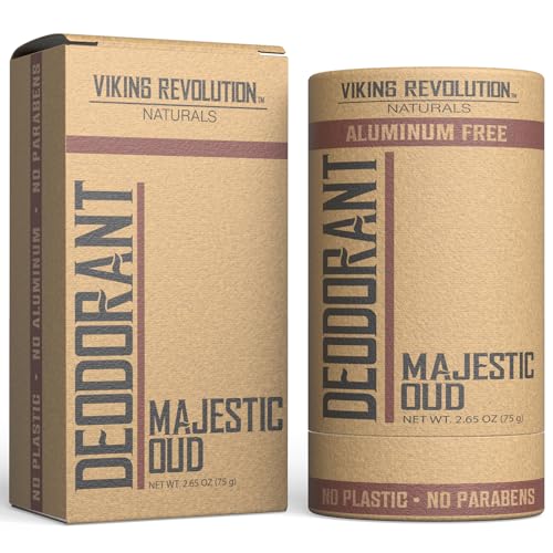 Image of Viking Revolution Majestic Oud Deodorant - Aluminium Free Natural Men's Deodorant with Shea Butter & Tapioca Starch - Stain Free, Baking Soda-Free (2.65oz)