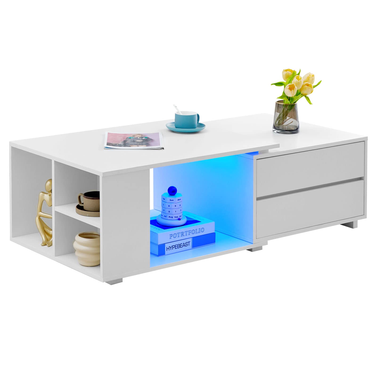 Salontafel Naturel Mangohout - 120x60x45cm - 4 Lades - Boaz | Leen Bakker