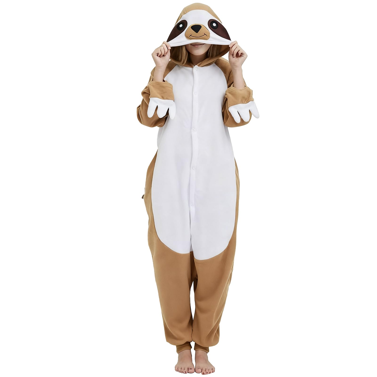 Heavyoff Adult Onesie Pajamas Animal Halloween Plush Costume One Piece | Onesie Cosplay Suit for Women Men Couples Sleepwear