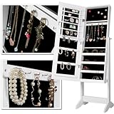 MIADOMODO - Armario con espejo Joyero de pie con cerrojo - diferentes colores (blanco)