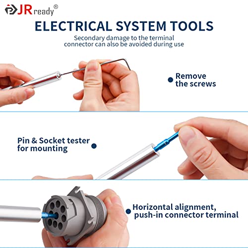 Image of JRready ST5246-HT250 Connector Inspection Tool Kit-HT250-5 Electrical Tension Tester with Socket & Pin Tester Tips Work for Automotive Adjustable Electronic Connector Retention Test Kit