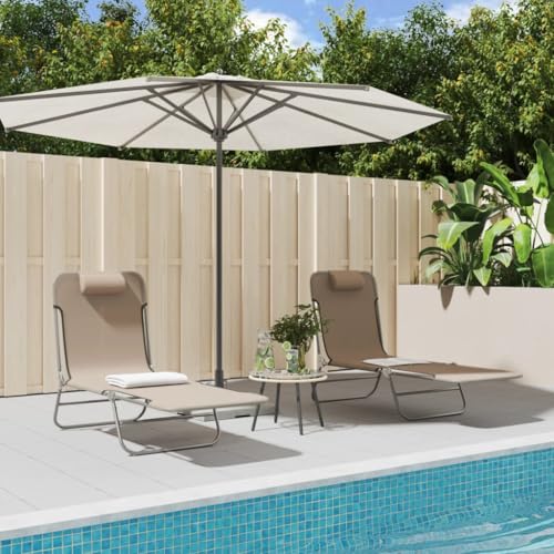 YNGBHFNOP Lot de 2 Chaises Longues Pliantes Jardin avec Textilène et Cadre Acier, Transat Réglable Confortable pour Terrasse, Piscine, Plage, Capacité...
