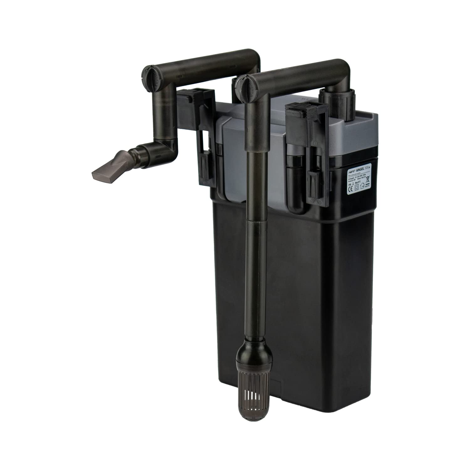 AQPET Angel 500 PRO Filtro Esterno per Acquari Fino a 100 Litri Completo di Spugne e Materiale Filtrante, Grigio