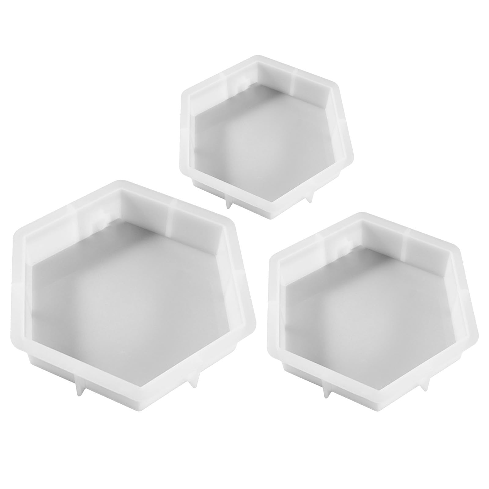 Zerodeko Silicone Bianco Stampo Esagonale Superficie Liscia 3 Pezzi per Resina Epossidica, per Spazi di Lavoro e Casa