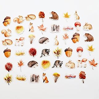 46 pcs Forest Animals Stickers Autumn Woodland Animals Creature Plant Graffiti Decals Kids Scrapbooking Stickers for Scrapbooking DIY Craft Laptop Planner Journal Paper Water Bottle
