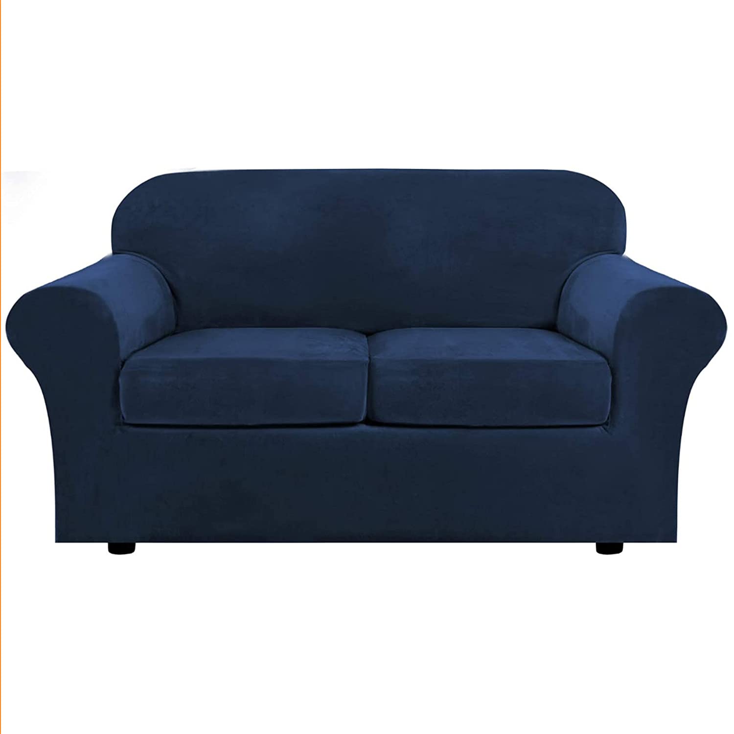 SDYdsgE sofa cover， Velvet Loveseat Sofa Slipcover Set Stretch Couch Cover for 2 Seater with Cushion Covers Luxurious Navy(Navy)