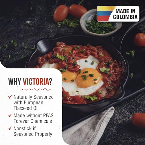 Image of Victoria Cast Iron Skillet, Pre-Seasoned Cast-Iron Frying Pan with Long Handle, Made in Colombia, 6.5 Inch (Pack of 6)