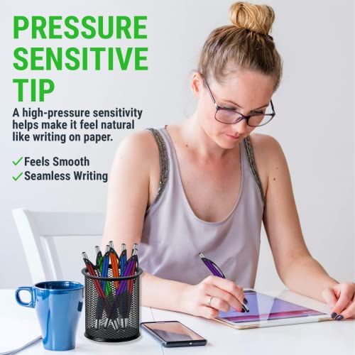 Stylus Pen, 2 In 1 Capacitive Stylus & Ballpoint Click Pen With Comfort Grip For Universal Touchscreen Devices, Tablets,Ipad, Iphone 6,6 Plus, Ipod, Android,Samsung Galaxy (Metallic 5 Pack) #TOP4