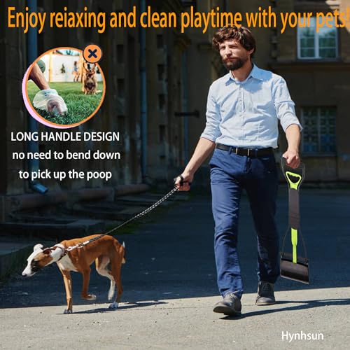 Image of Non-Breakable 24 Inch Portable Dog and Cats Poop Scooper with Foldable Long Handle, 20 Pet Waste Bags & 1 Dispenser, Set for Yard, Grass,Ideal for Large & Small Dogs (Green)