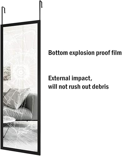 Miniatura 8 de Whitebeach Espejo de pared de longitud completa, espejo negro para dormitorio, de cuerpo completo, para colgar sobre la puerta, 48 x 16 pulgadas