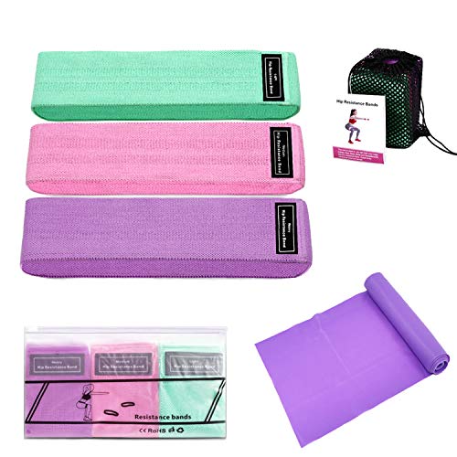 SHI WU 3 piezas banda de resistencia a la cadera y 1 banda de tensión para yoga, para el hogar, yoga, pilate, entrenamiento corporal de playa