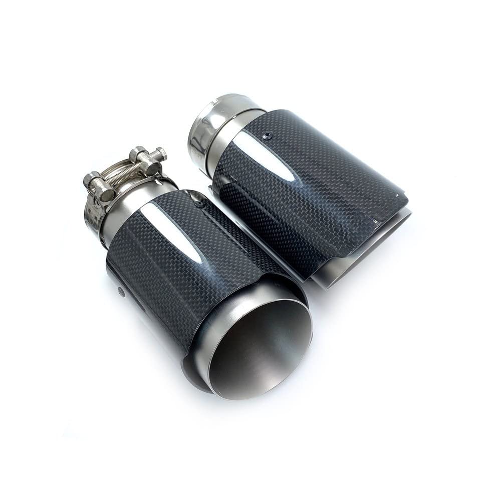 Auto Accessori 1 Pz Lucido Sistema Di Scarico In Fibra Di Carbonio Marmitta Tubo Punta Universale In Acciaio Silenziatori Coda Gola (Size : 67 IN 101 OUT)