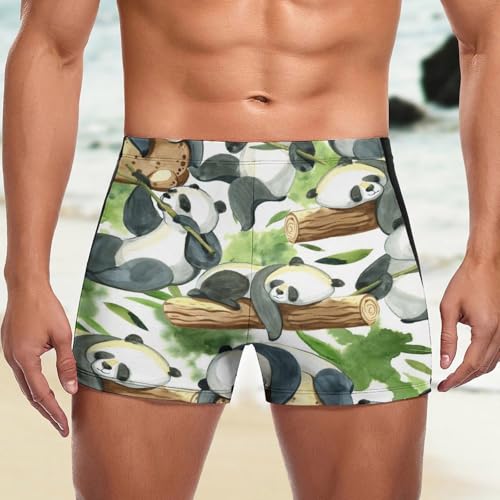 Maillot de bain short imprimé panda noir et blanc extensible - 5