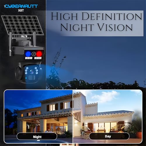 Image of XUGA-Cybernautt Series X8T 8MP PTZ Dual Solar 4G Sim Outdoor CCTV Camera | Color Night Vision | Motion Detection | Water Proof | RGB Light | Use Air-tel 4G Sim