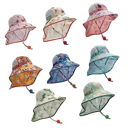 CLAPE UPF50+ Kids Sun Hat Mesh Bucket Caps with Neck Flap Summer Beach Hat Infant Play Caps Fisherman Travel Caps for Camping4