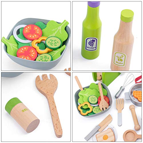 NUOBESTY Conjunto de Brinquedos de Fingir de Cozinha de Madeira Corte de Comida Jogo de Brinquedos C