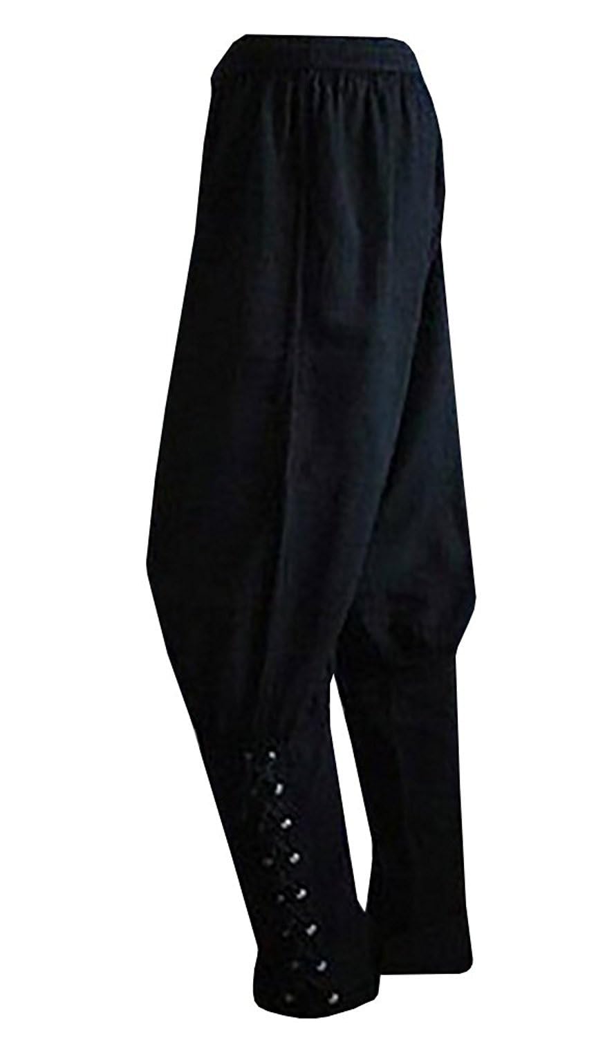 Runcati Mens Medieval Ankle Pants Renaissance Viking Pirate Lace Up Tapered Halloween Linen Costume Trousers