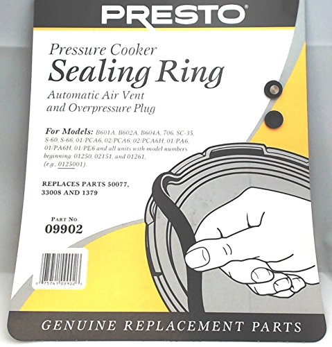 3 Pk, Presto Pressure Cooker Sealing Ring Gasket For 6 Qt, 09902 miniatura 2