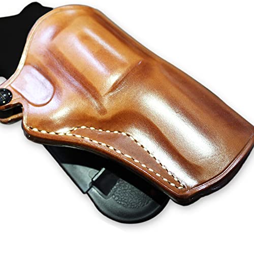Premium Leather Owb Paddle Holster Open Top Fits S&W Model 60.357 Magnum 3'', Right Hand Draw, Brown Color #1176# #TOP4