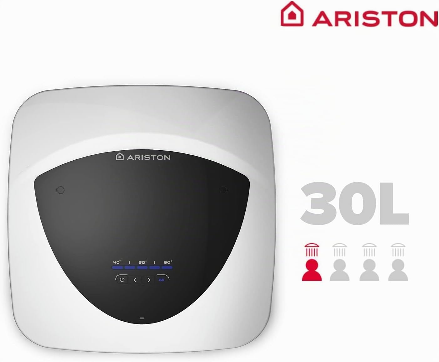ARISTON 3100552 Andris Lux Eco EU 30/5, Scaldabagno Elettrico 30 Litri, 220 V, Bianco, 30 l [Classe di efficienza energetica A]
