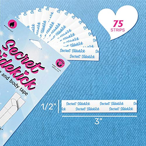 Secret Sidekick - Sensitive Skin -Double Sided Tape for Womens Fashion Clothing and Body- 1 Pack (75 Strips)- Strong and Clear Tape for All Skin Tones and Fabric 2 Secret Sidekick - Sensitive Skin -Double Sided Tape for Womens Fashion Clothing and Body- 1 Pack (75 Strips)- Strong and Clear Tape for All Skin Tones and Fabric