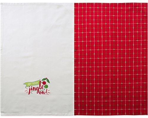Image of DII Christmas Tea Towels Decorative Kitchen Dish Towel Set, 18x28, Jingle On, 2 Piece