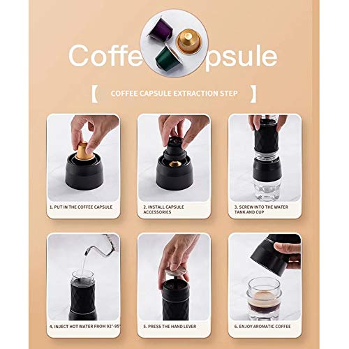 Cafetera de café portátil, máquina de café de viaje, cápsula y café en polvo, cafetera manual para senderismo, camping… - Imagen 7