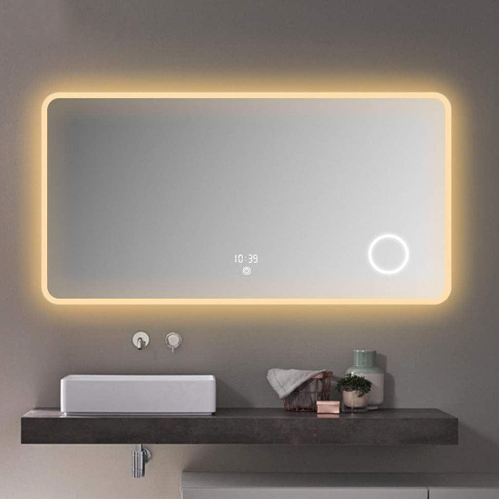 Specchio Trucco Specchio per il trucco Specchio da parete per bagno, anti-appannamento con pulsante a sfioramento Specchio da parete a figura intera con cornice Specchi da toeletta rettangolari da app