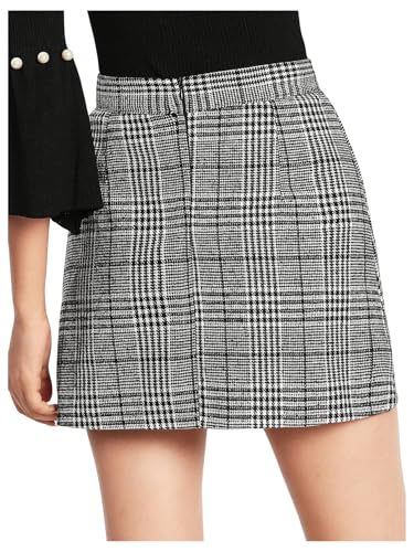 Floerns Women's Plaid High Waist Bodycon Mini Skirt2