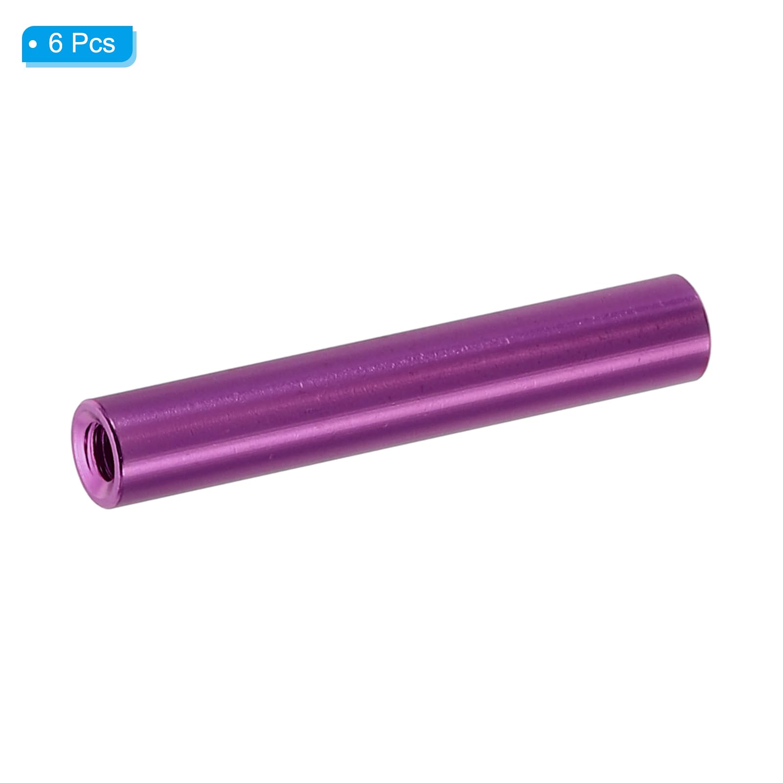 PATIKIL 6pcs M3 Metal Threaded Standoff Spacer Nuts, Round Aluminum Spacers Female Coupling Screws, 1/8" ID x 3/16" OD, Purple 3x5x30mm - Image 3