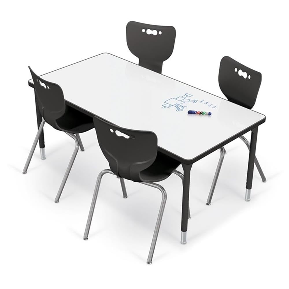 MooreCo Porcelain Steel Dry Erase Rectangle Activity Table in White/Black - Image 2