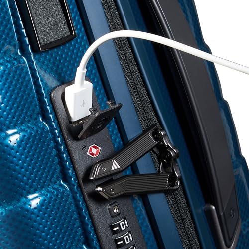Image of Samsonite Proxis Global Carry-On Hardside Luggage with Dual Spinner Wheels, Airline Approved - Innovative Roxkin Lightweight Shell With Ultimate Durability- TSA Lock, Telescopic Handle - Petrol Blue