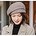 Women Retro Houndstooth Beret Hat Newsboy Caps Fashion Winter Knitted Wool French Style Painter Hats (Khaki)