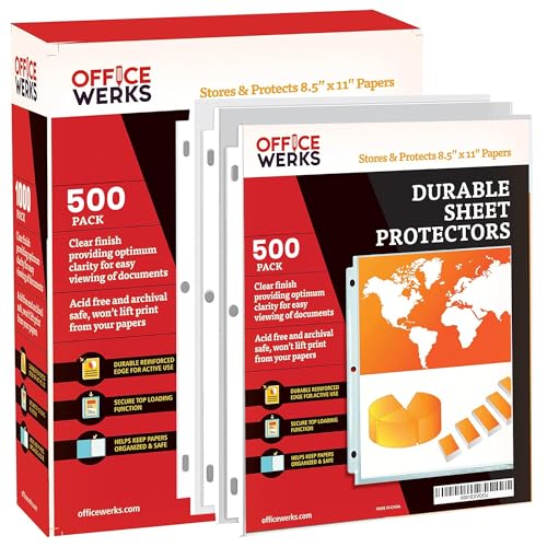 Clear Sheet Protectors, 8.5" x 11", 500 Pack, Durable, Top Load,Reinforced Holes, Acid-Free/Archival Safe image 5