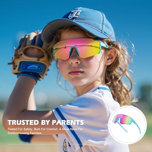 Image of Fanshen Youth Baseball Sunglasses for Kids - Polarized Sunglasses Softball Cycling for Boys Girls Ages 3-12 UV Protection