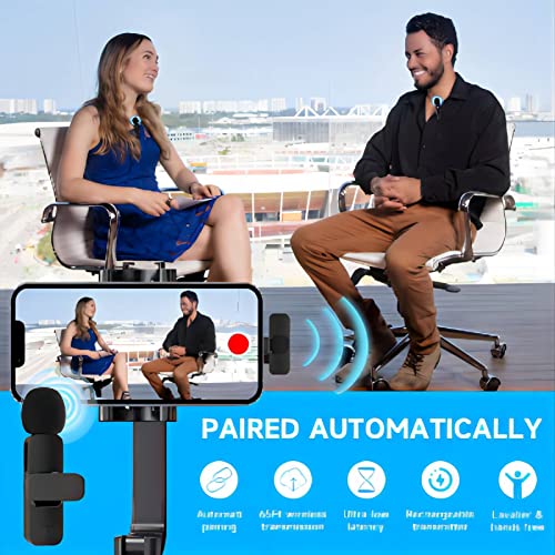 Image of PQRQP Dual Wireless Lavalier Microphone for iPhone, iPad, Video Conferencing, Recording, Live Streaming(Onyx Black)