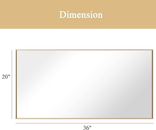 Miniatura 123 de Espejo de baño dorado naranja de 30 x 30 pulgadas para pared, espejo rectangular rectangular con marco de aluminio, moderno grande para dormitorio