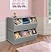 Badger Basket Stackable 3-Bin Storage Cubby - Modular Toy and Craft Organizer with Wide Mouth Bins, Expandable Design, Solid Panel Construction - Compatible with Other Units - Gray