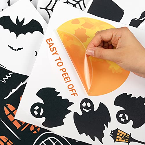 120 Pcs Halloween Wall Decals, Wall Stickers Window Art Decoration Party Supplies Pumpkin Spooky Bats Witch Spider Halloween Removable Wall Stickers Party Window Decals For Home Decor Indoor Outdoor #TOP2