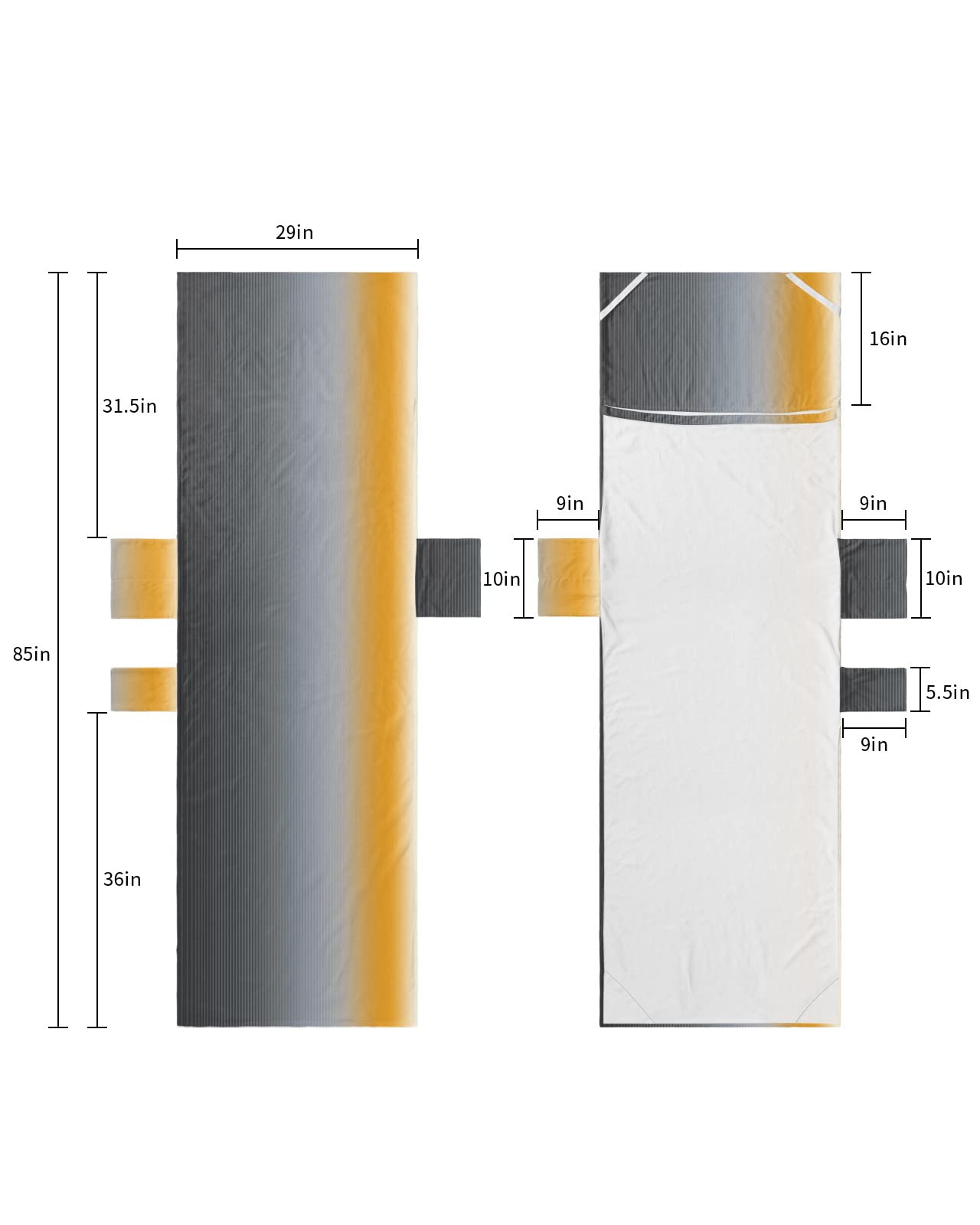 Grey Orange Beach Pool Patio Lounge Chaise Chair Cover Towel With Pockets,Absorbent & Quick Dry Microfiber Towel Cover Bag Summer Travel Accessories for Sunbathing Abstract Striped Gradient Modern Art