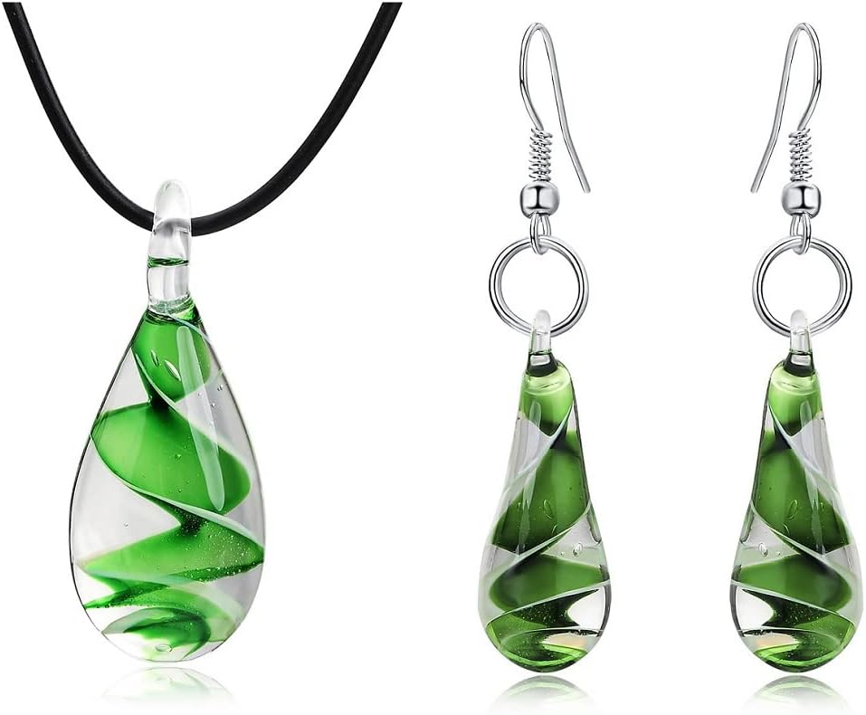 Yocoyee Handmade Glass Water Drop Spiral Dangle Earrings - Unique Glaze Lampwork Geometric Jewelry for Women