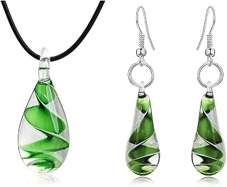 Yocoyee Handmade Glass Water Drop Spiral Dangle Earrings - Unique Glaze Lampwork Geometric Jewelry for Women