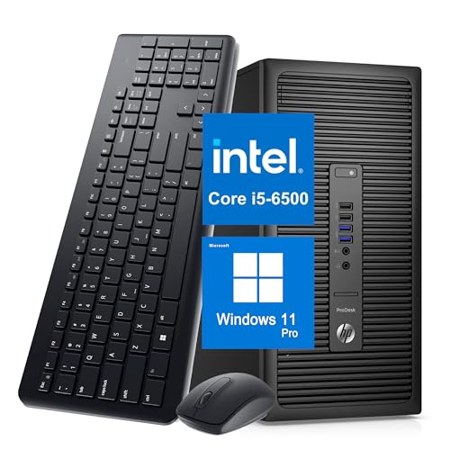 HP ProDesk 600 G2 Tower Desktop Computer, Intel Core i5-6500, 8GB RAM, 256GB SSD, WiFi, Bluetooth, 4K Support, Keyboard & Mouse, Windows 11 Pro (Renewed)