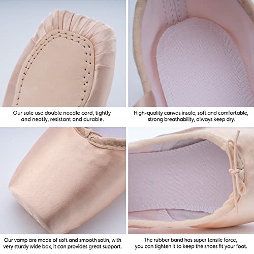 DoGeek Satin Pointe Shoes for Girls and Ladies Professional Ballet Dance Shoes with Ribbon for School or Home2