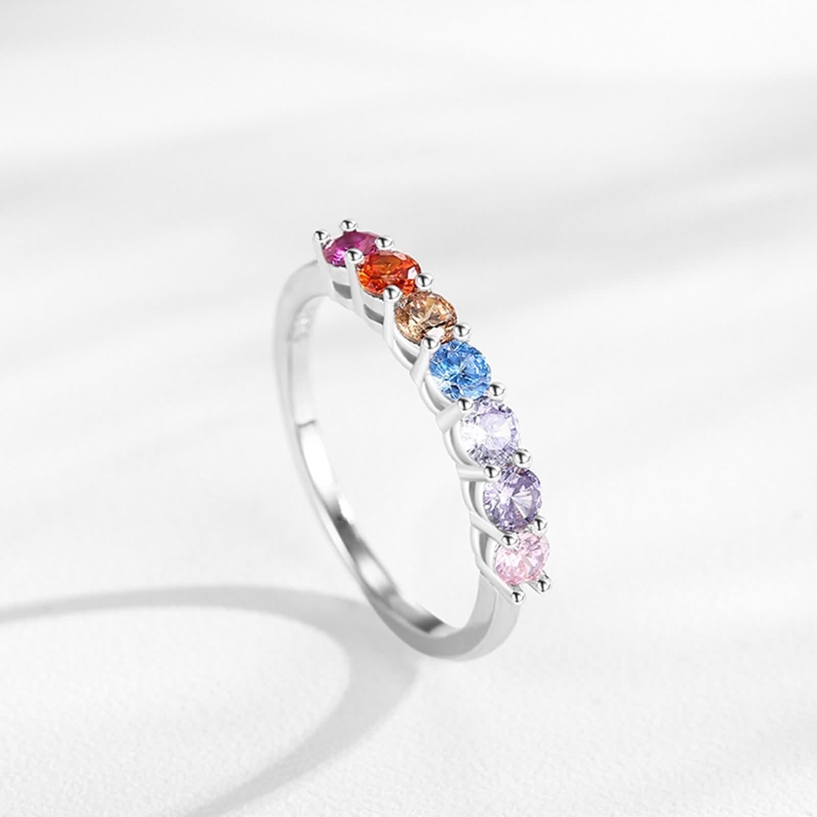 Bague Argent Pierre, Bague Fiançailles Argent 925 Femme Forme Ronde Zircone Cubique Alliance Style Élégant
